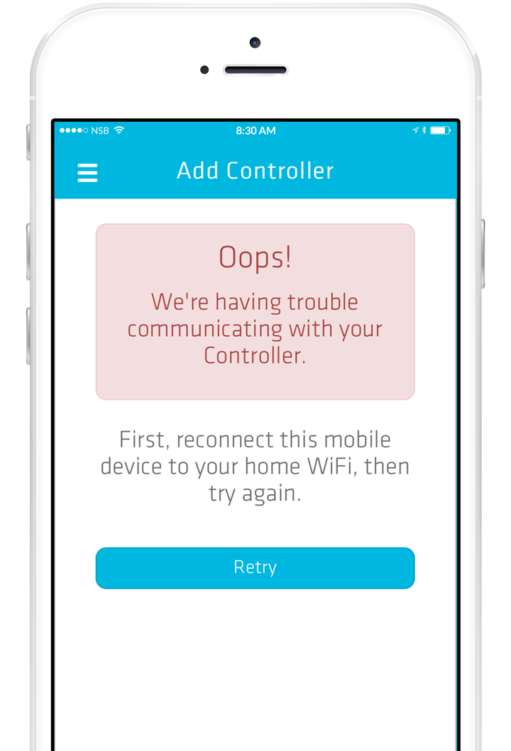 Smart Controller error connecting hotspot