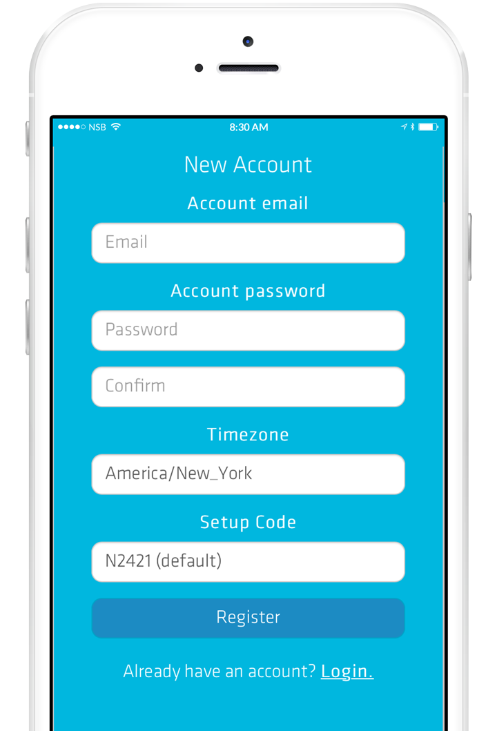 Neo Smart Blinds Controller app create new account