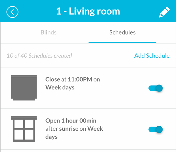 Smart Controller app room schedule list