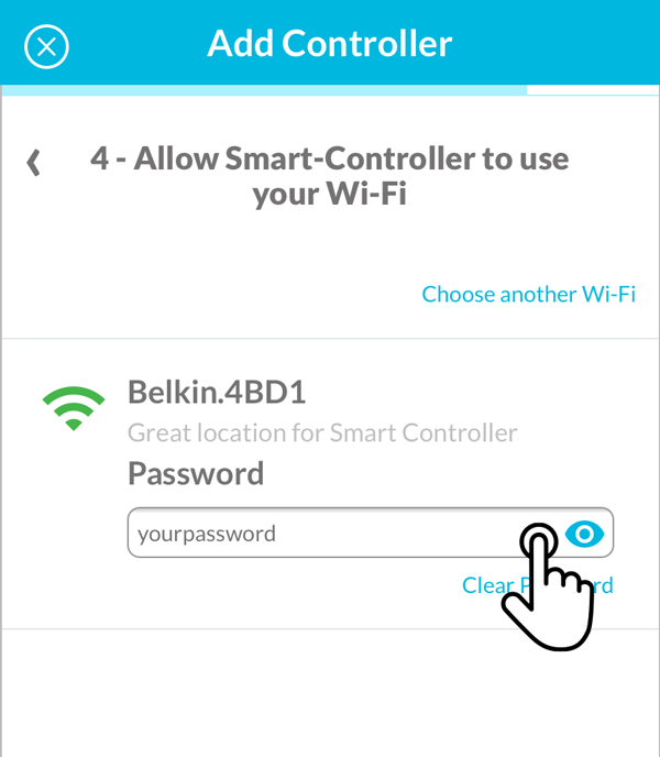 Smart Controller app enter password