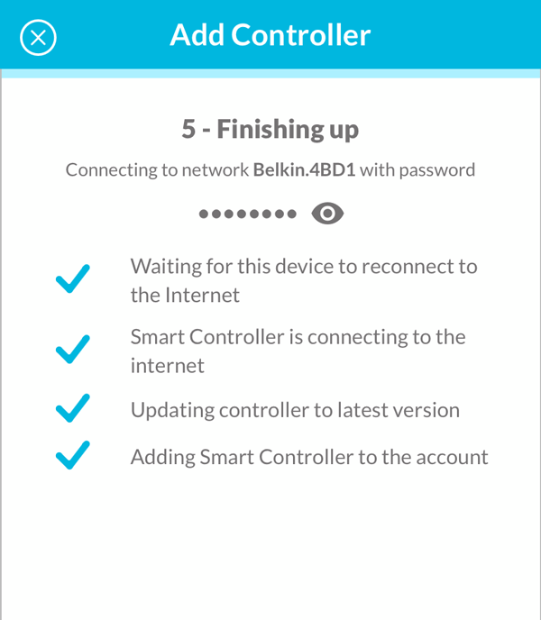 Smart Controller final step of add process