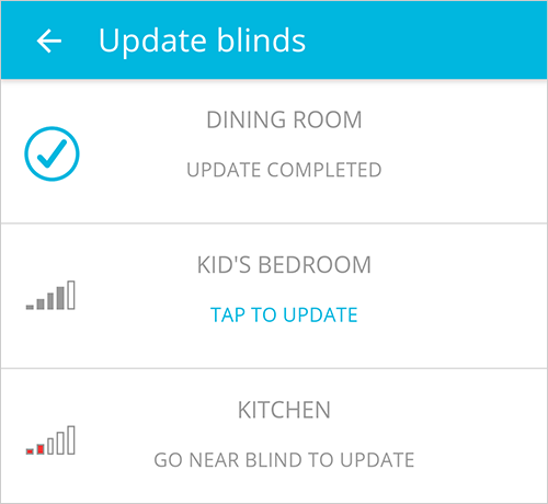 Blue link Tap to Update a blind