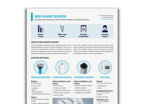 Overview of the Neo Smart Blinds products and services