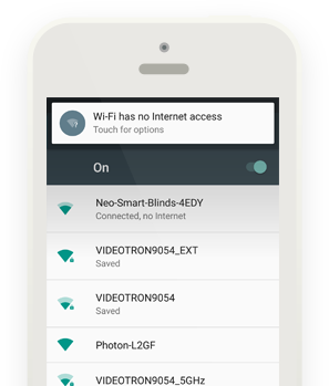 Android phone notifying that the Wi-Fi has no internet access