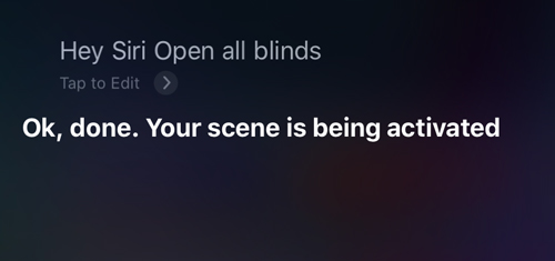 Using Siri to control blinds and curtains